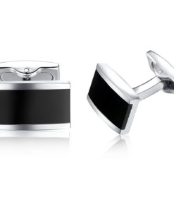 black_silver_rectangle_cufflinks_tie_rack_au