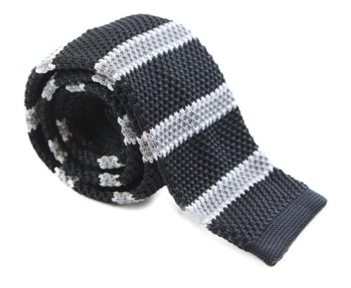 Black, Grey and White Knit Tie