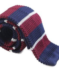 Maroon, Navy and Grey Knit Tie