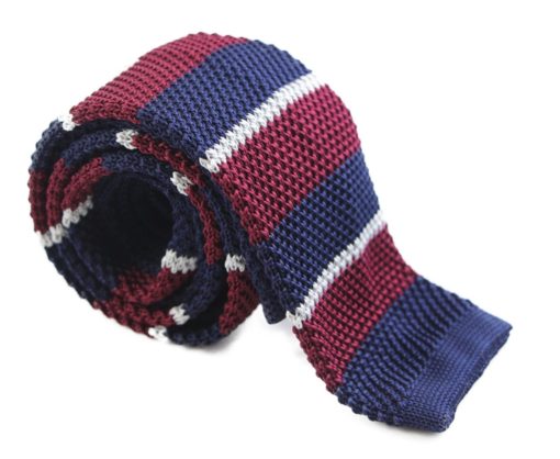 Maroon, Navy and Grey Knit Tie