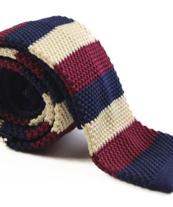 Navy, Latte and Maroon Knit Tie