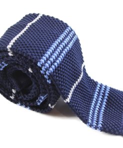 Navy, White and Light Blue Knit Tie