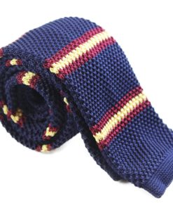 Navy, Yellow and Maroon Knit Tie