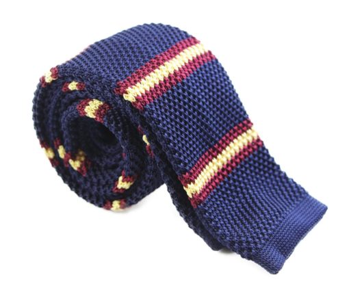 Navy, Yellow and Maroon Knit Tie