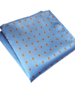 light-blue-orange-polka-dot-pocket-square