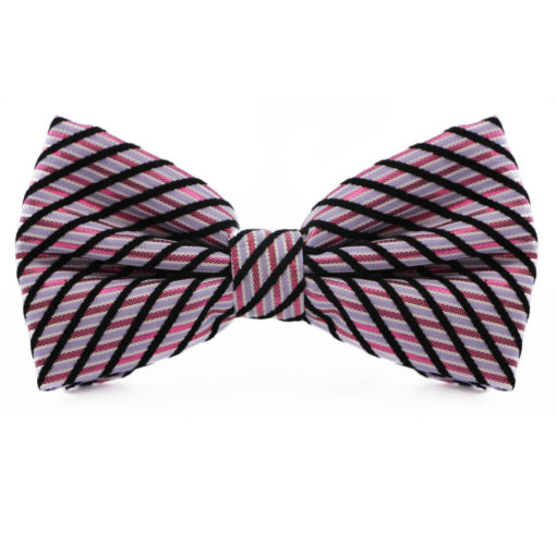 Blue_Black_Silver_Striped_Cotton_Bow_Tie_rack_australia_au