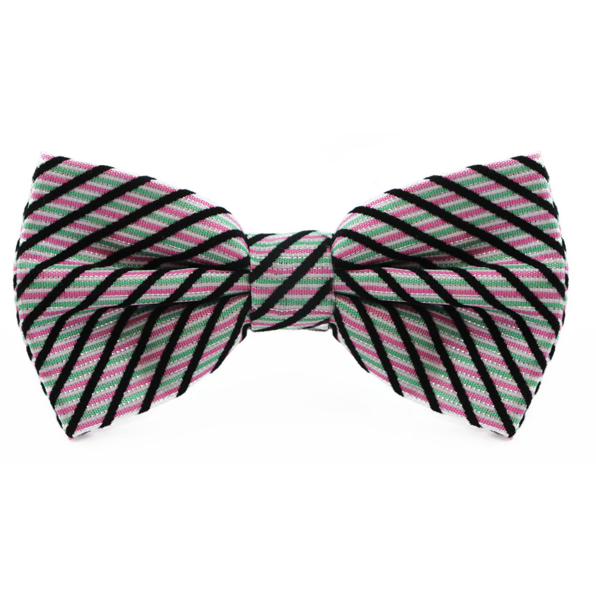 pink_white_black_green_striped_cotton_bow_tie_rack_australia_au
