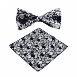navy_white_floral_bow_tie_pocket_square_tie_rack_australia_online