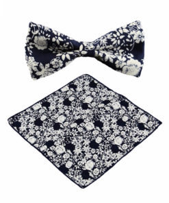 navy_white_floral_bow_tie_pocket_square_tie_rack_australia_online