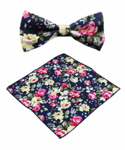 pink_yellow_rose_floral_bow_tie_pocket_square_tie_rack_australia_online